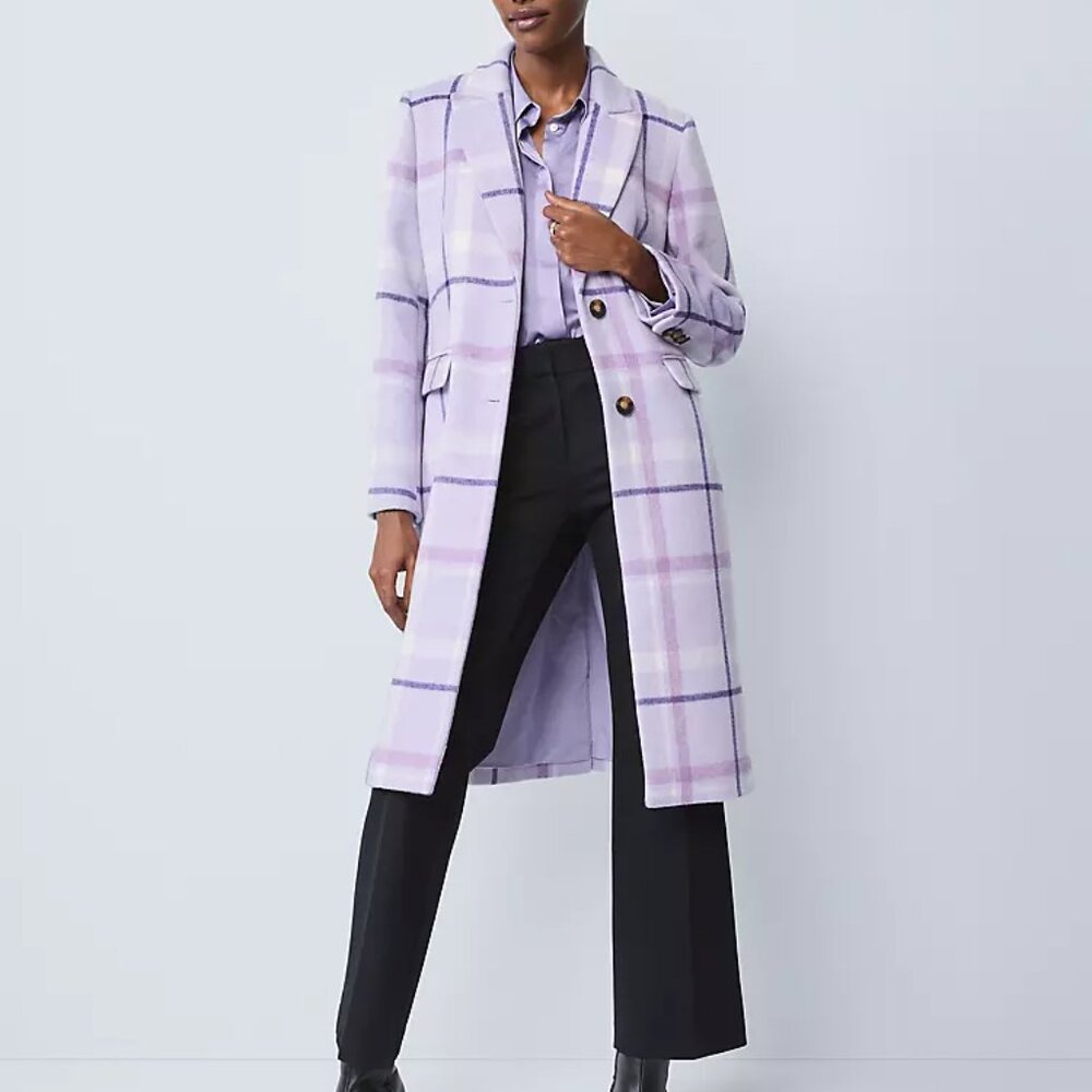NWT Ann Taylor Plaid Chesterfield Coat